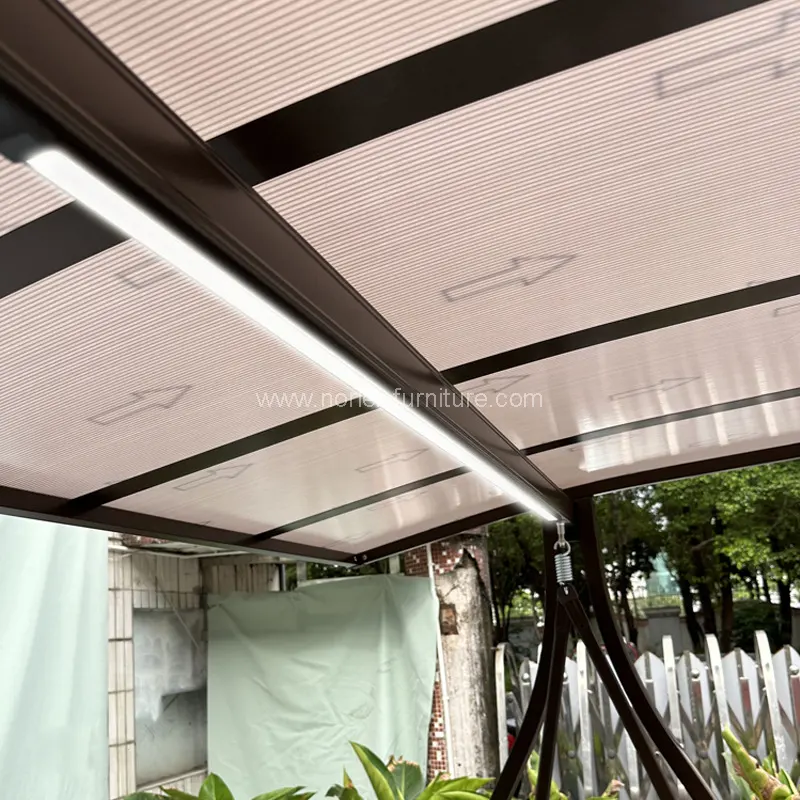 सौर दिवे शेडसह आउटडोअर अॅल्युमिनियम स्विंग